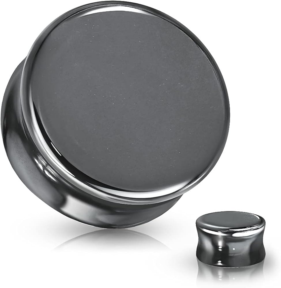 PAIR Hematite Stone Plugs Hemitite Organic Gauges Earlets Tunnels Body Jewelry