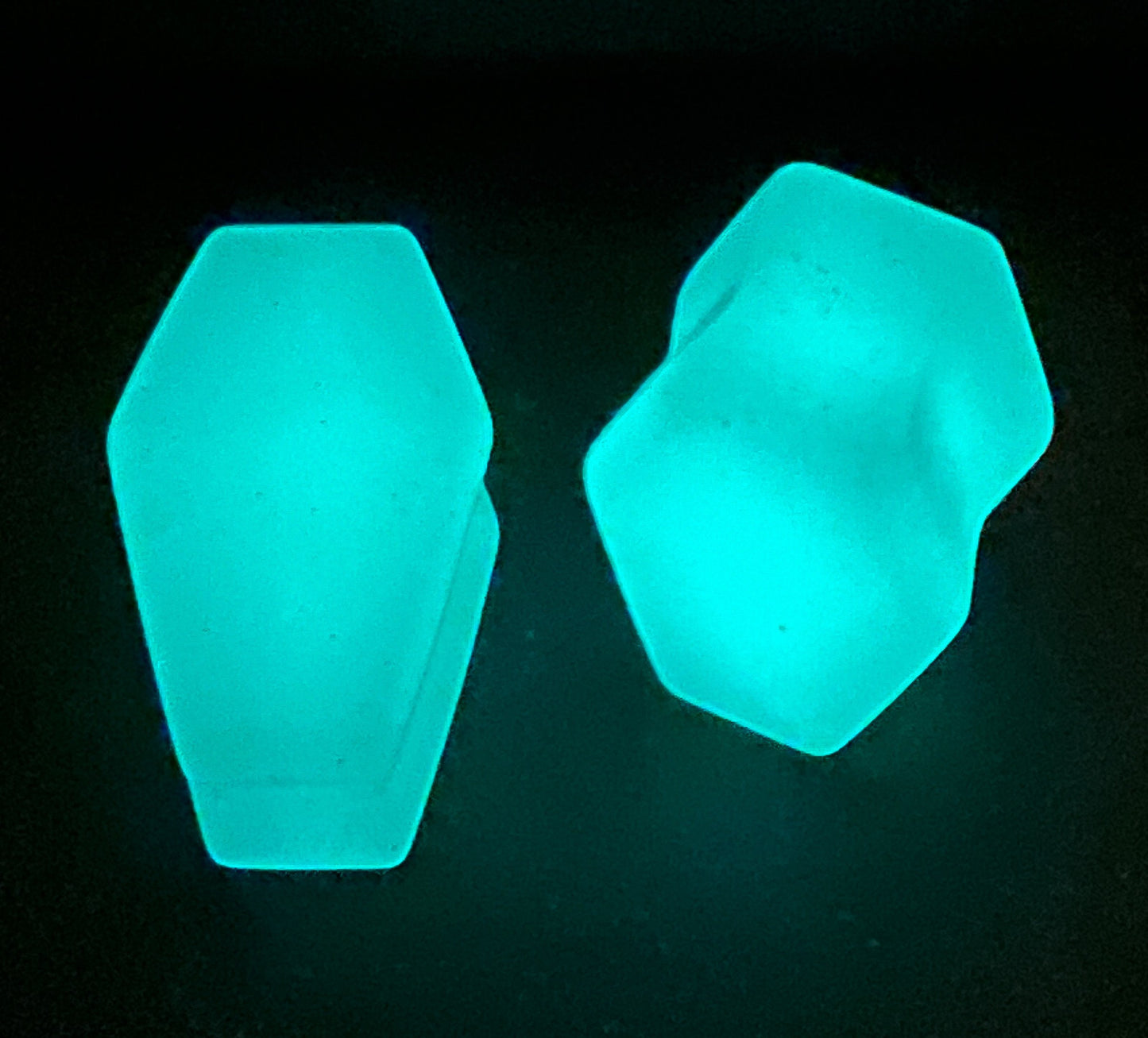 PAIR Glow in the Dark Stone Coffin Shaped Double Flare Plugs Gauges