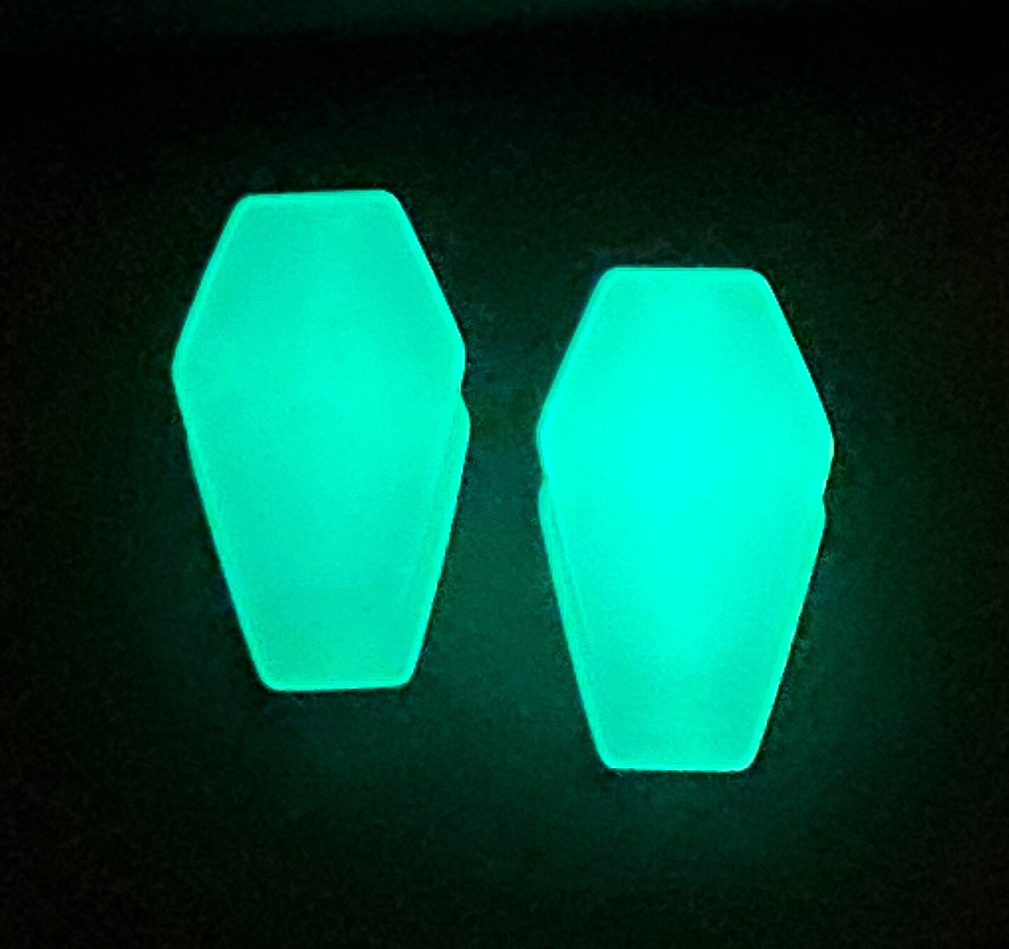 PAIR Glow in the Dark Stone Coffin Shaped Double Flare Plugs Gauges