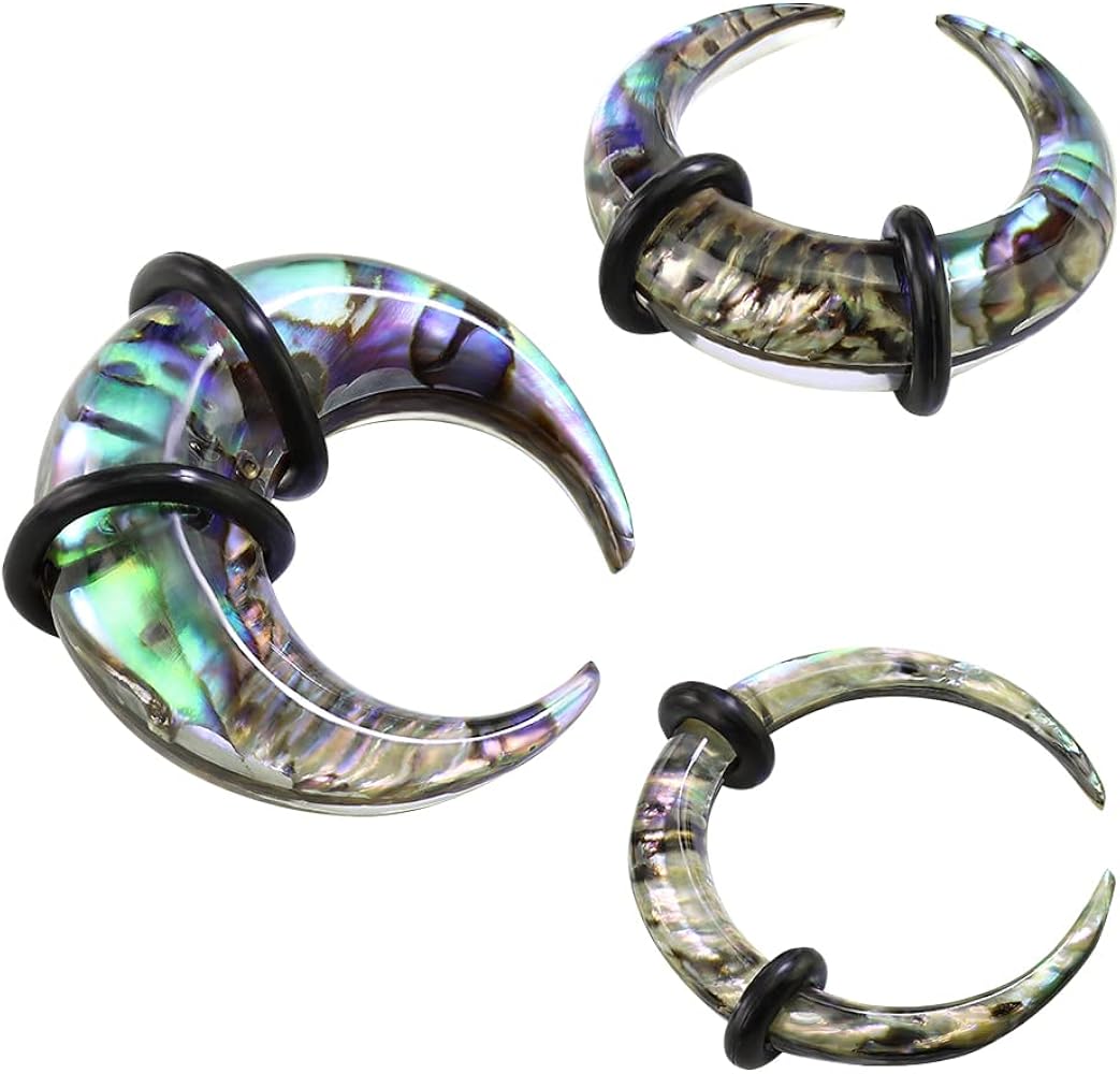 PAIR Organic Abalone Resin Buffalo Tapers Plugs Expanders Tunnels Gauges Pincer