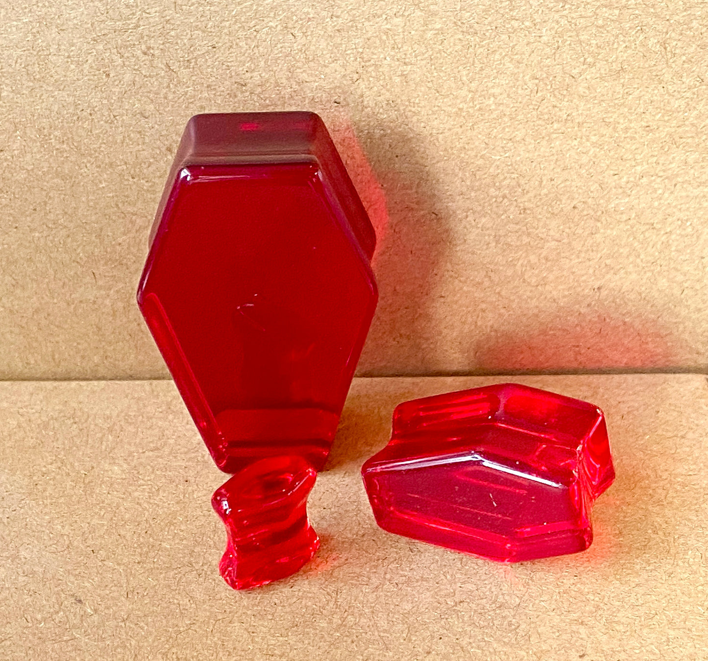 PAIR Red Glass Stone Double Flare Coffin Shaped Plugs