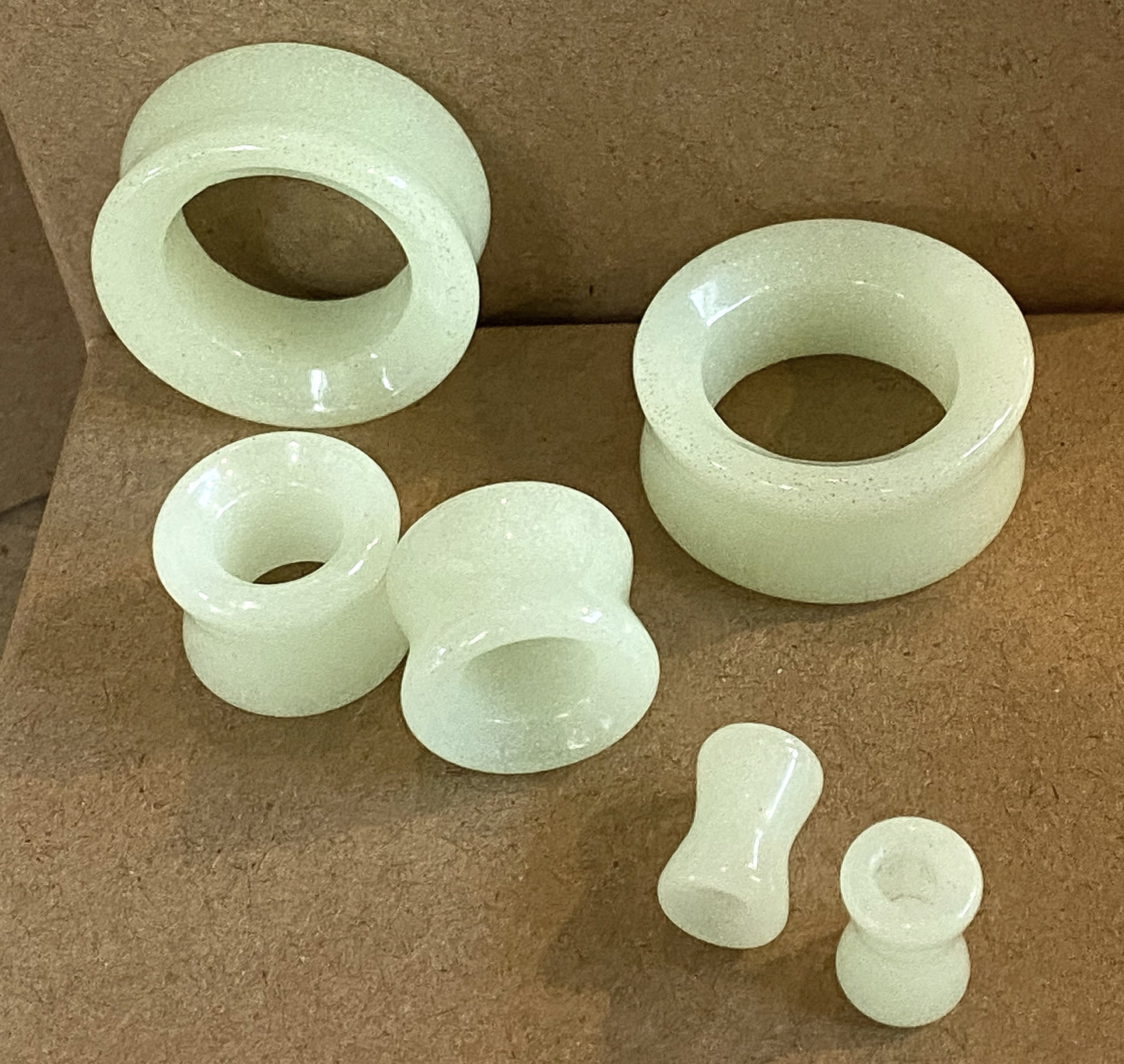 PAIR Glow in the Dark Stone Tunnels Double Flare Plugs Earlets Gauges