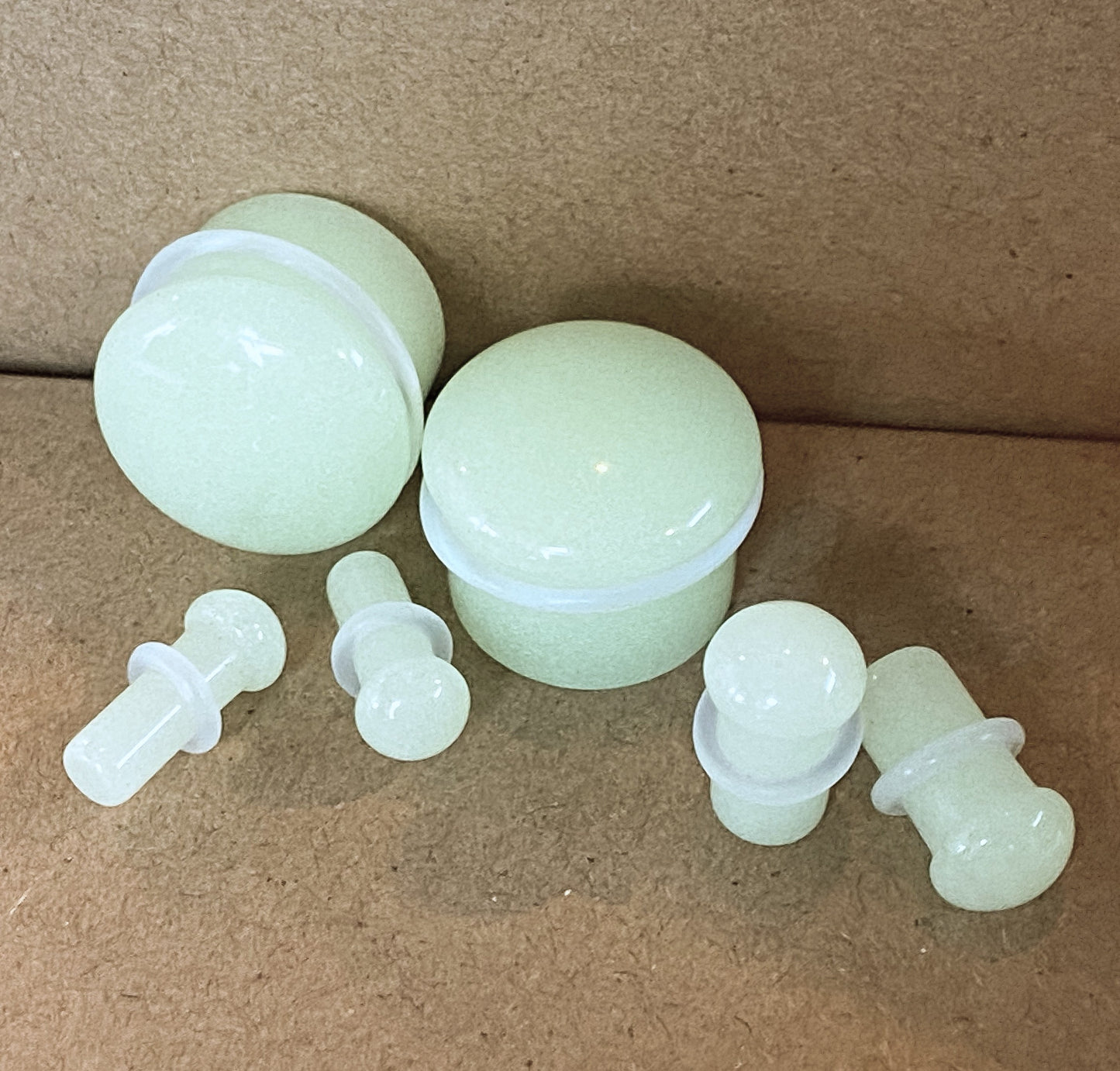 PAIR Glow in the Dark Stone Tunnels Single Flare Plugs Earlets Gauges