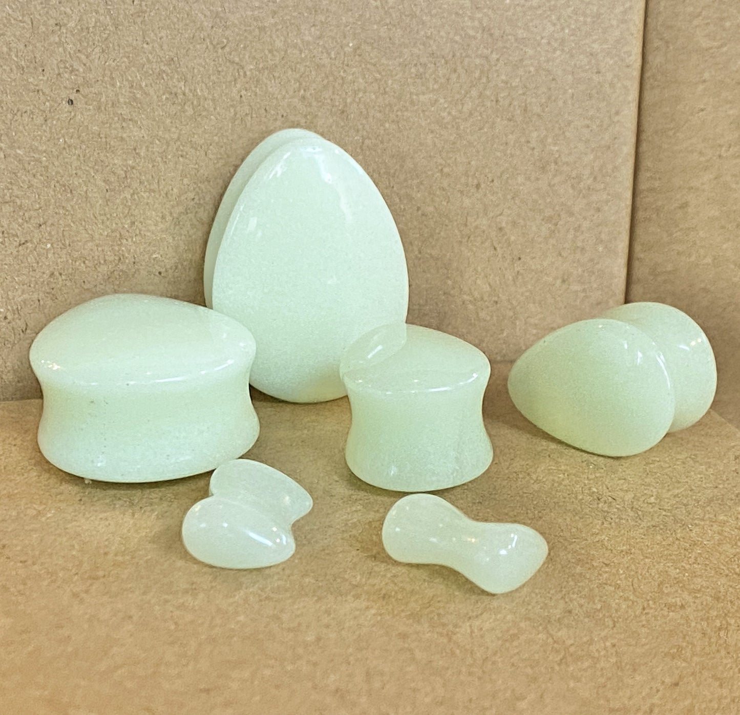 PAIR Glow in the Dark Stone Tear Drop Double Flare Plugs Teardrop Tunnels Gauges
