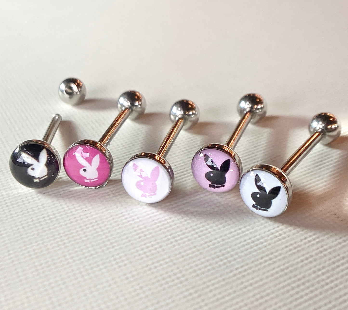 5pcs Playboy Bunny Logo Tongue Rings