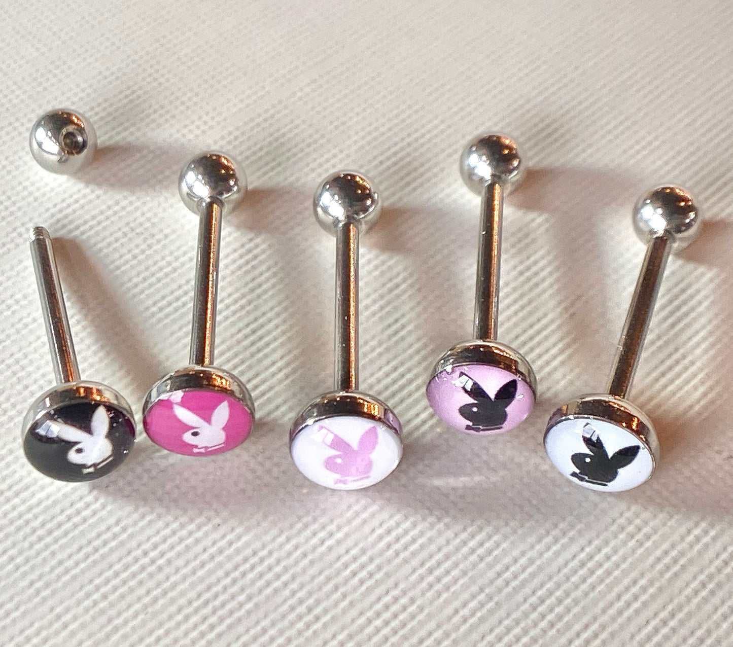 5pcs Playboy Bunny Logo Tongue Rings