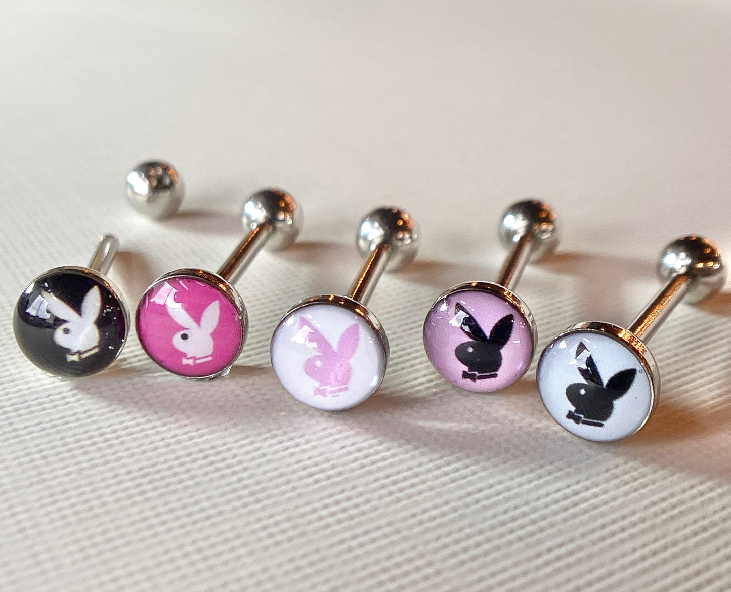 5pcs Playboy Bunny Logo Tongue Rings