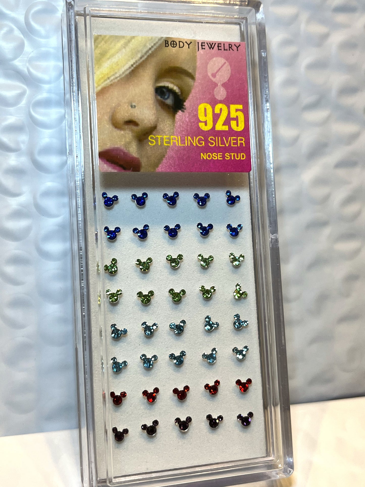 40pc Mouse Gem Nose Ring Stud Display 20g Minnie Mickey