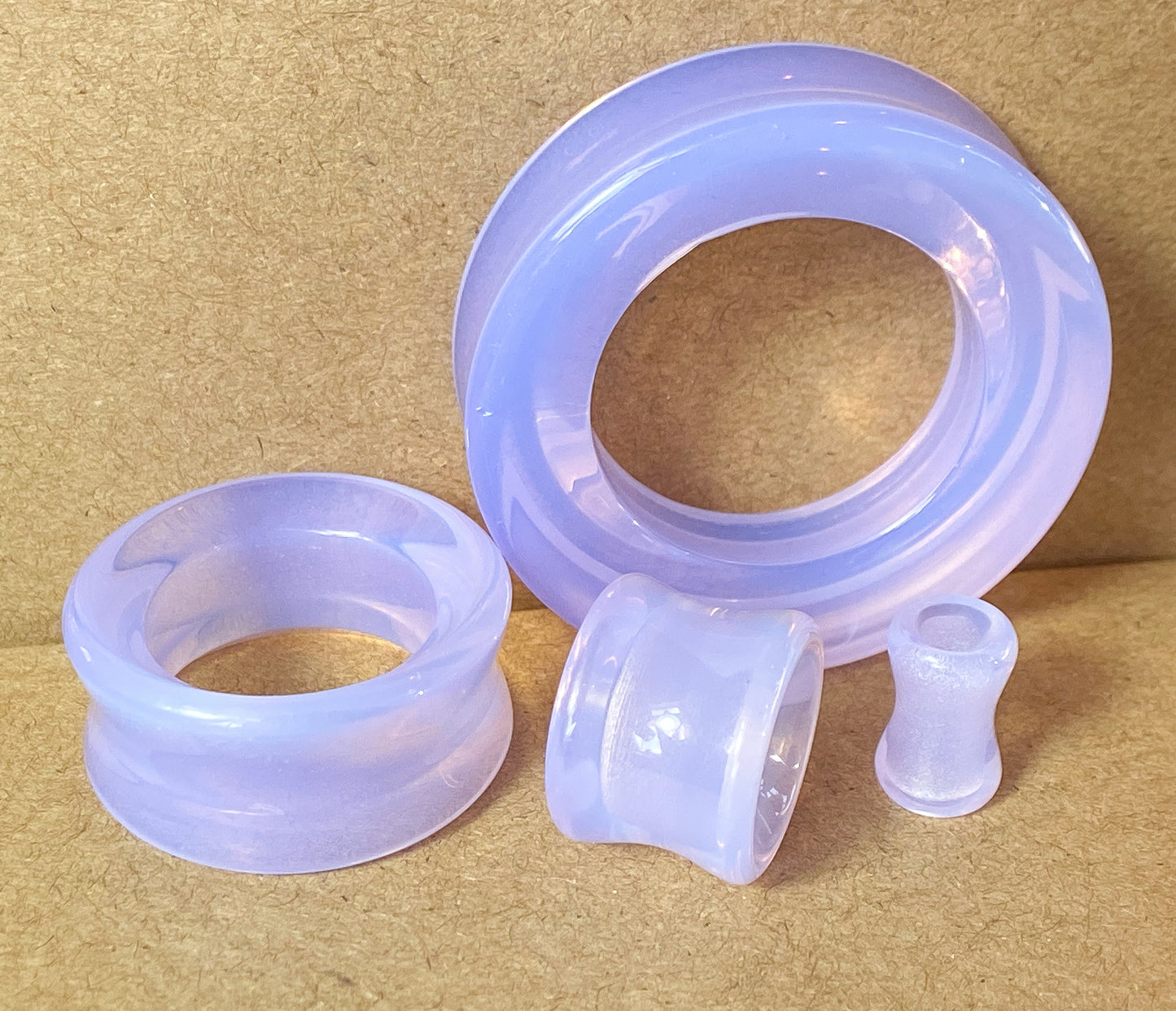 PAIR Lavender Opalite Double Flare Tunnels Stone Glass Plugs