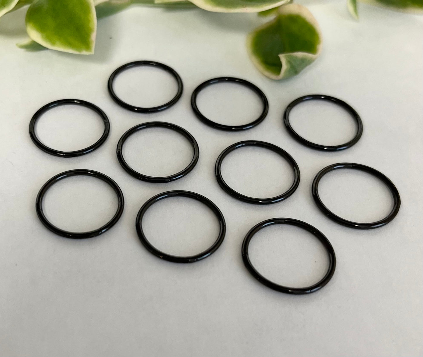 10pk Black PVD Hinged Segment Ring Hoops Clicker Wholesale Helix Daith Cartilage