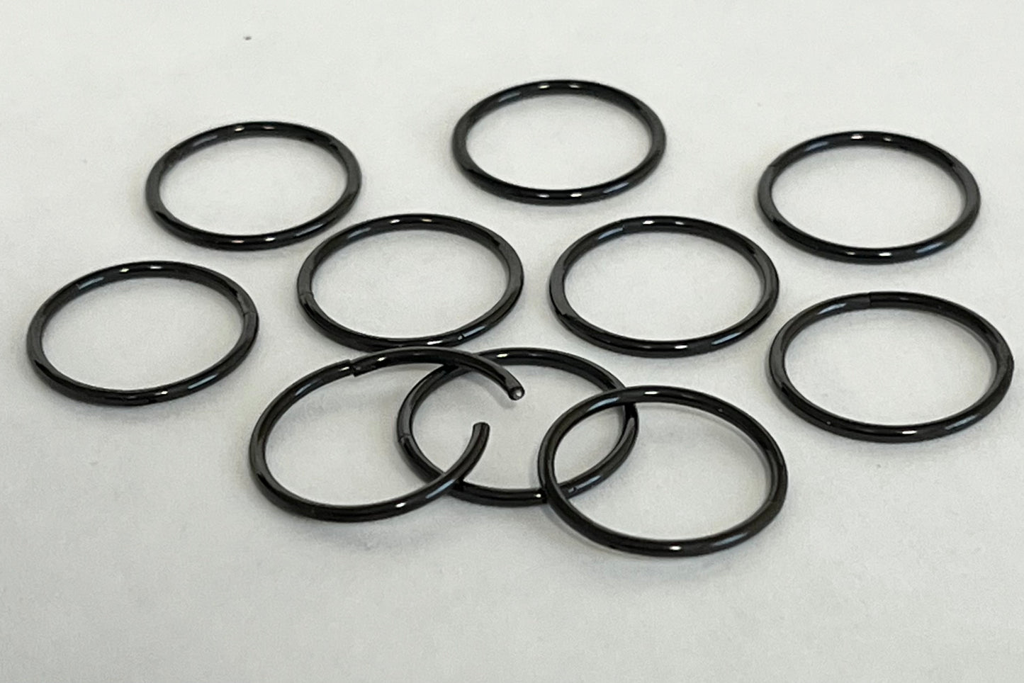 10pk Black PVD Hinged Segment Ring Hoops Clicker Wholesale Helix Daith Cartilage