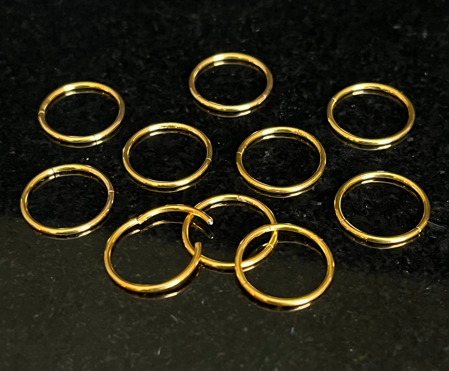 10pk Gold PVD Hinged Segment Ring Hoops Clicker Wholesale Helix Daith Cartilage