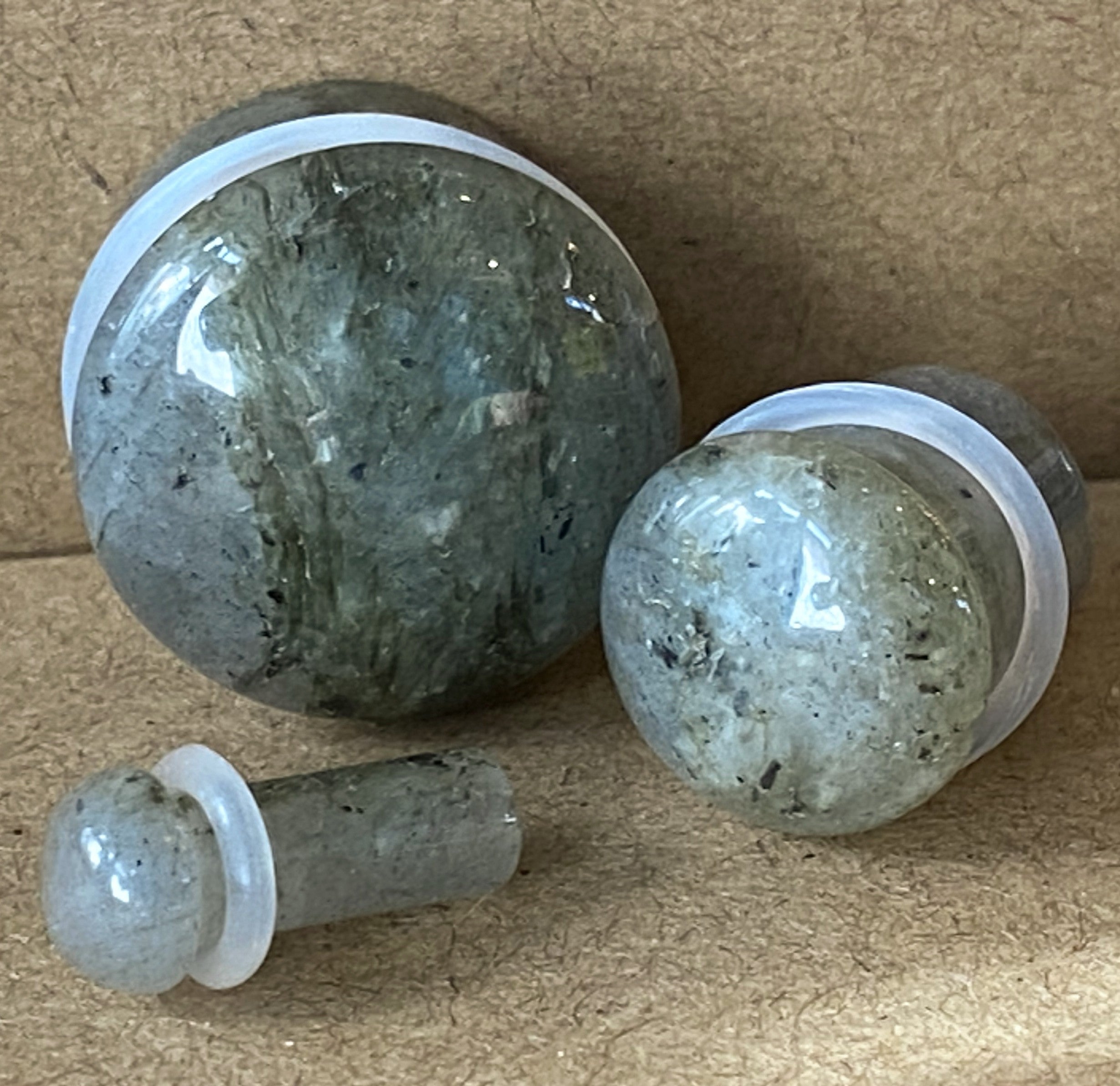 Lobal Domination Natural Moondevite Stone Double Flare Plugs – 10mm Organic Gauges