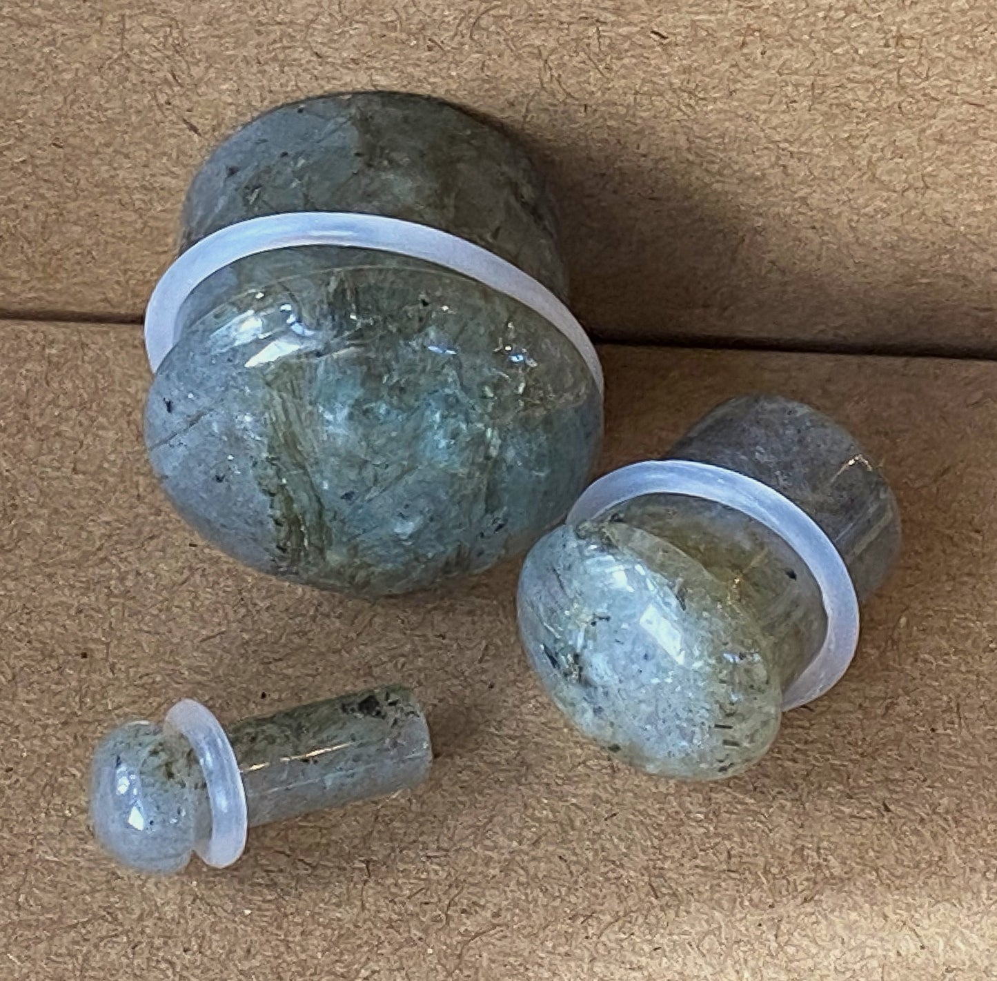 PAIR Labradorite Natural Stone Single Flare Plugs Organic Gauges