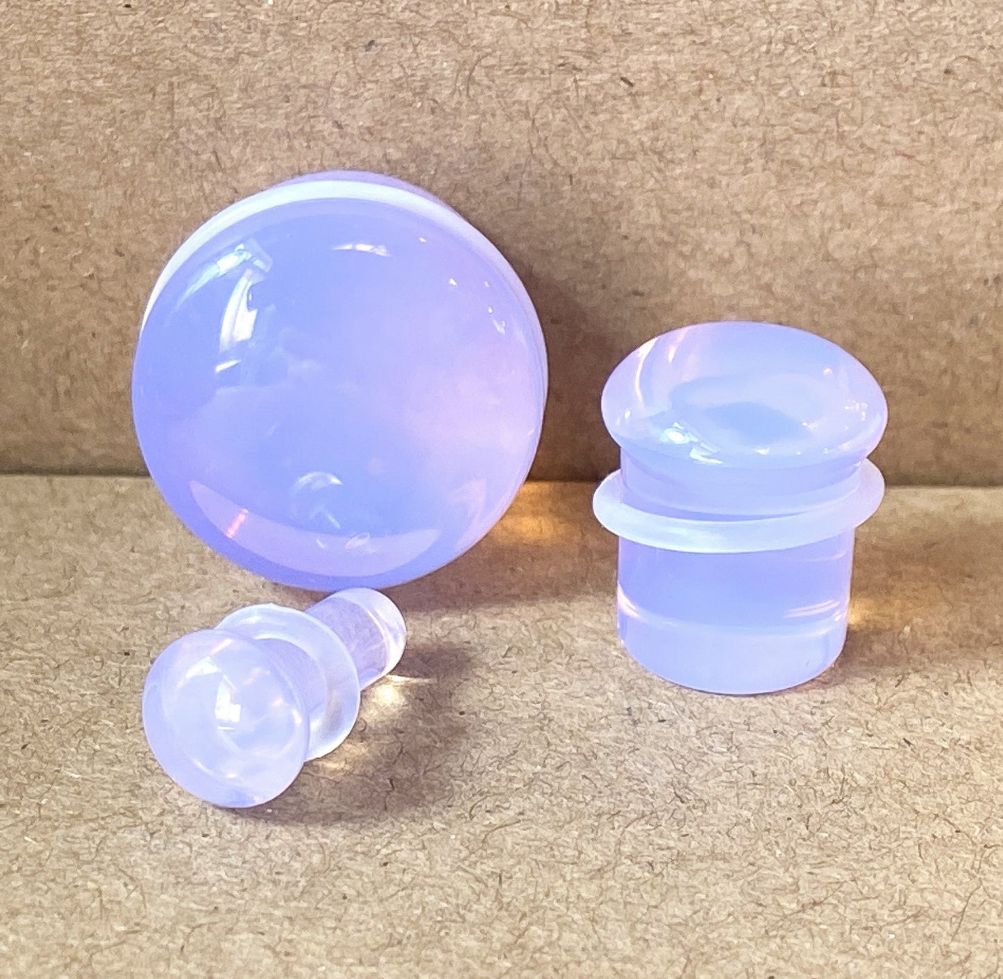 PAIR Lavender Opalite Single Flare Plugs Stone Glass Earlets Gauges