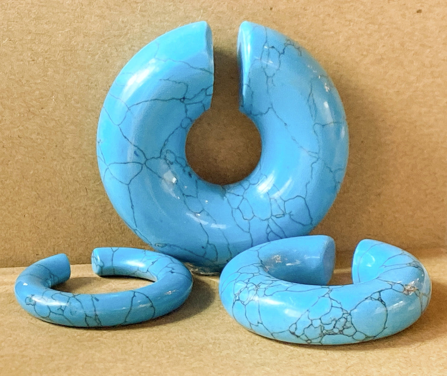 PAIR Turquoise Stone Hoop Hanger Ear Weight Plug Gauge