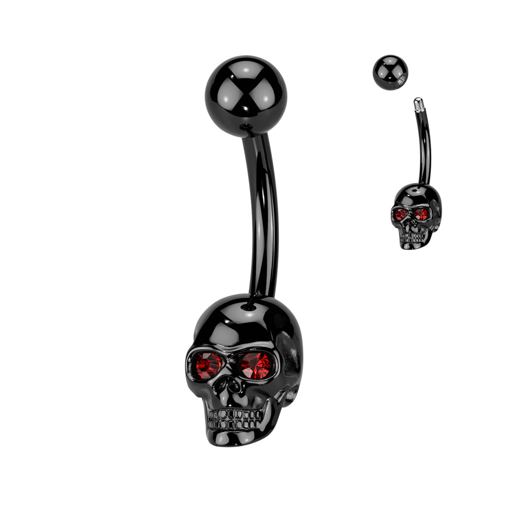 1pc Gem Eyes Skull Belly Ring Navel Naval Surgical Steel Piercing Body Jewelry