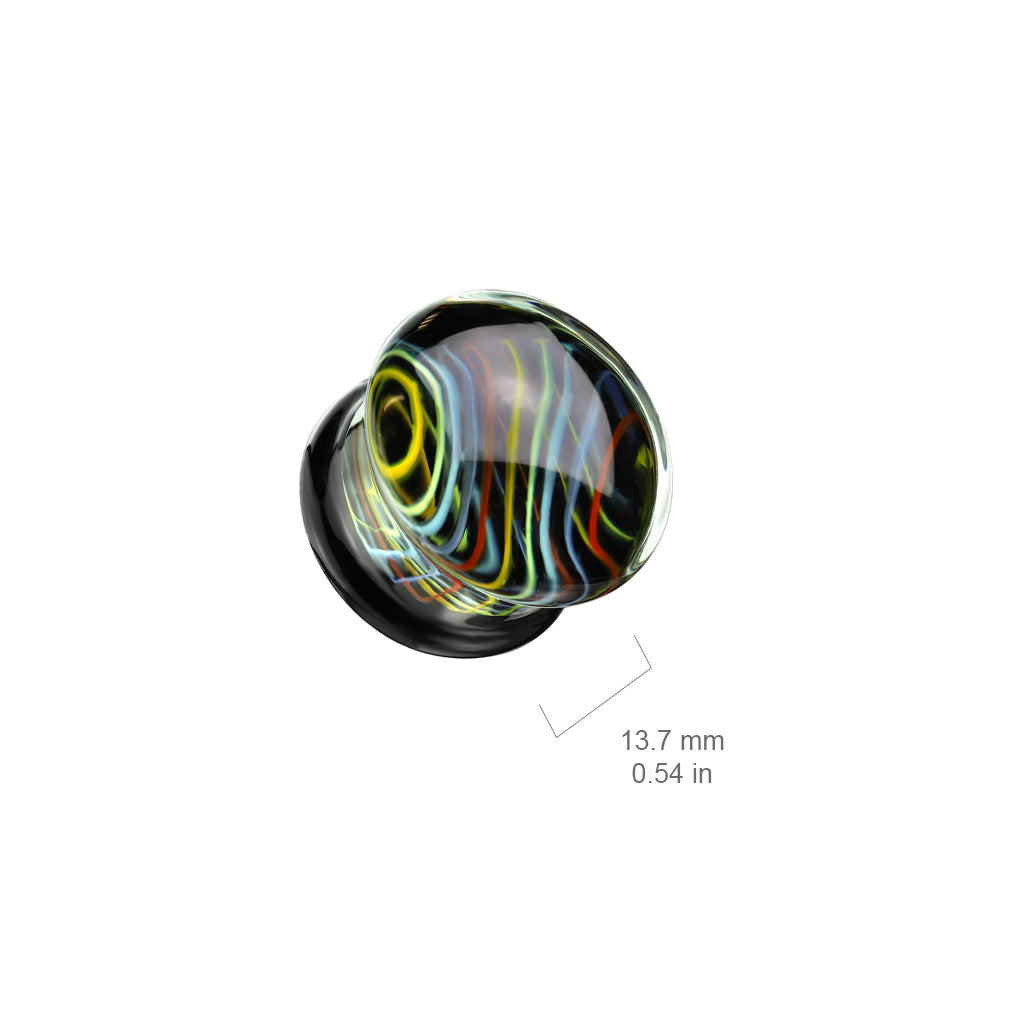 PAIR Neon Rainbow Swirls Design Pyrex Glass Plugs Gauges Body Jewelry