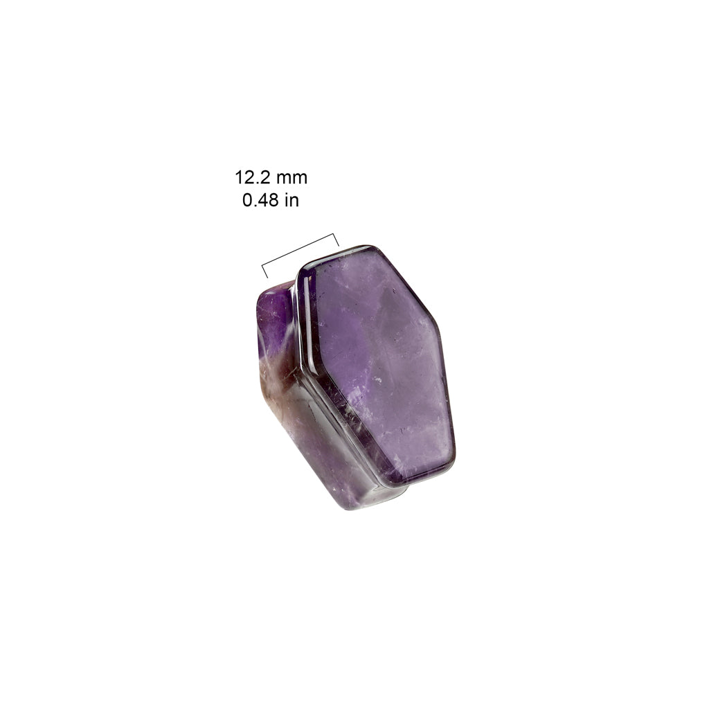 PAIR Amethyst Organic Stone Double Flare Coffin Shaped Plugs Amythest Gauges