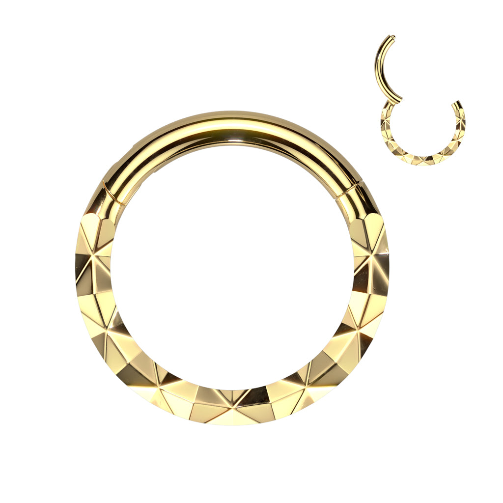 1pc Front Faceted Style Hinged Segment Ring Septum Clicker 316L Surgical Steel