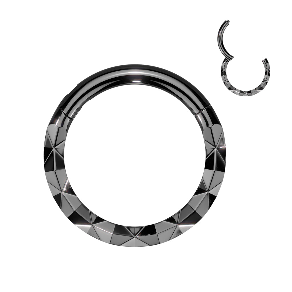 1pc Front Faceted Style Hinged Segment Ring Septum Clicker 316L Surgical Steel