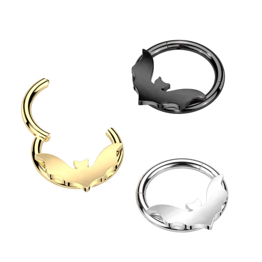 1pc Flying Bat Hinged Segment Ring Hoop Helix Daith Septum 316L Surgical Steel