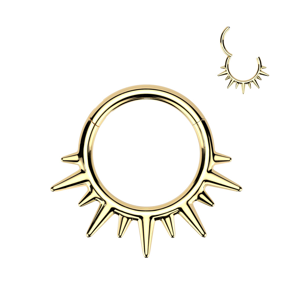 1pc Spike Design Hinged Segment Ring Hoop Helix Daith Septum 316L Surgical Steel