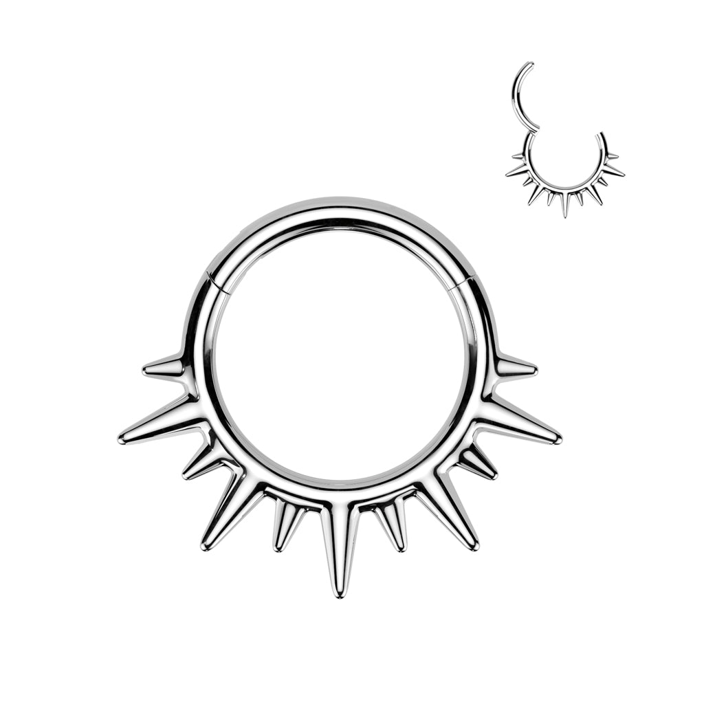1pc Spike Design Hinged Segment Ring Hoop Helix Daith Septum 316L Surgical Steel
