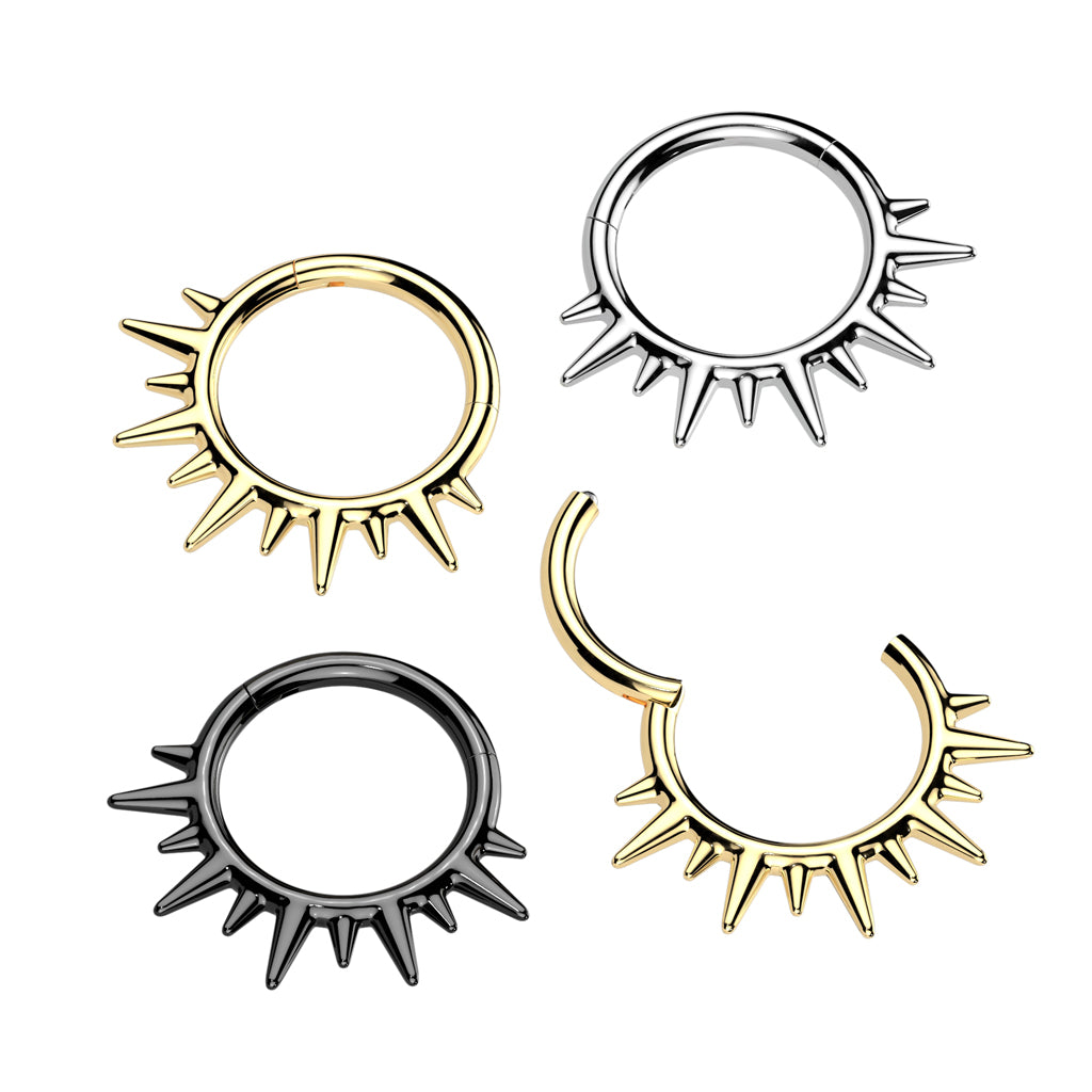 1pc Spike Design Hinged Segment Ring Hoop Helix Daith Septum 316L Surgical Steel