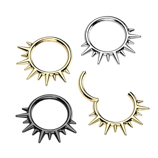 1pc Spike Design Hinged Segment Ring Hoop Helix Daith Septum 316L Surgical Steel