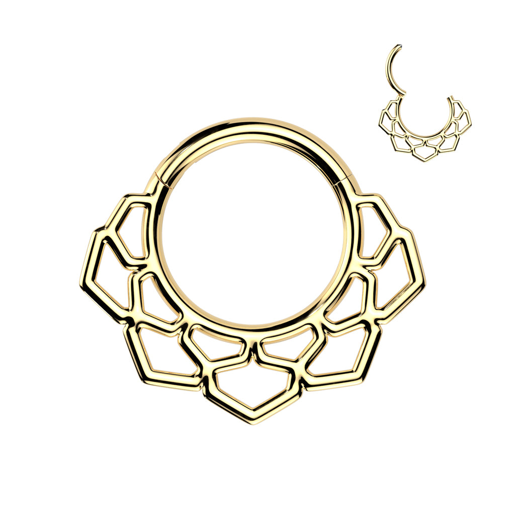 1pc Lotus Design Hinged Segment Ring Hoop Helix Daith Septum 316L Surgical Steel
