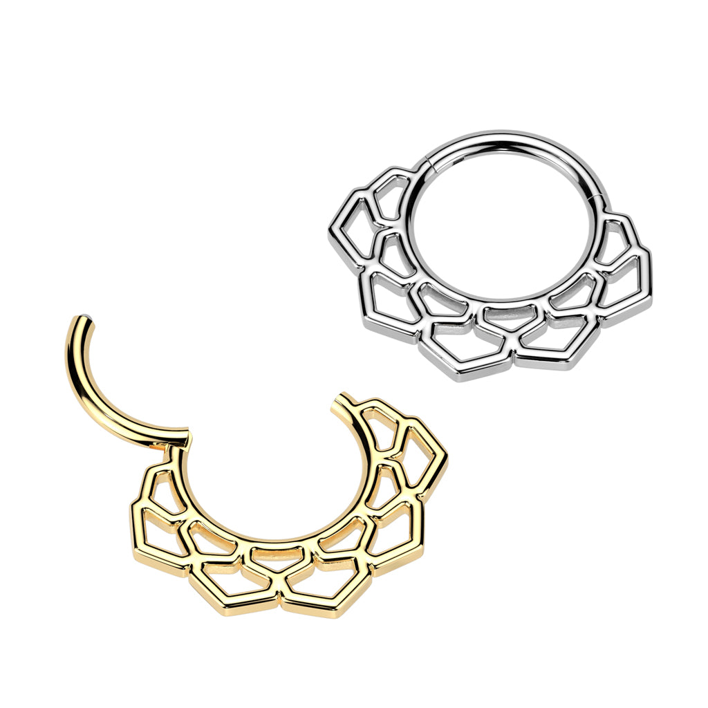 1pc Lotus Design Hinged Segment Ring Hoop Helix Daith Septum 316L Surgical Steel