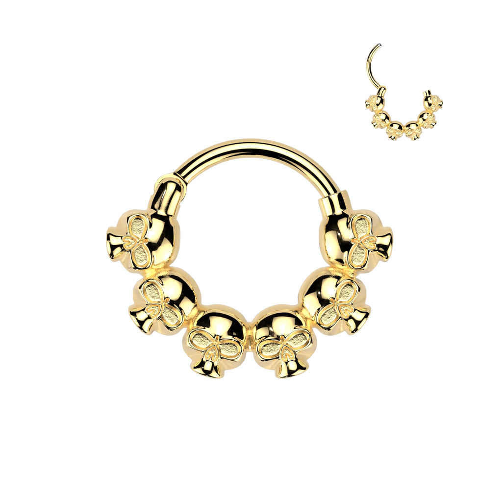 1pc Skull Design Hinged Segment Ring Hoop Helix Daith Septum 316L Surgical Steel