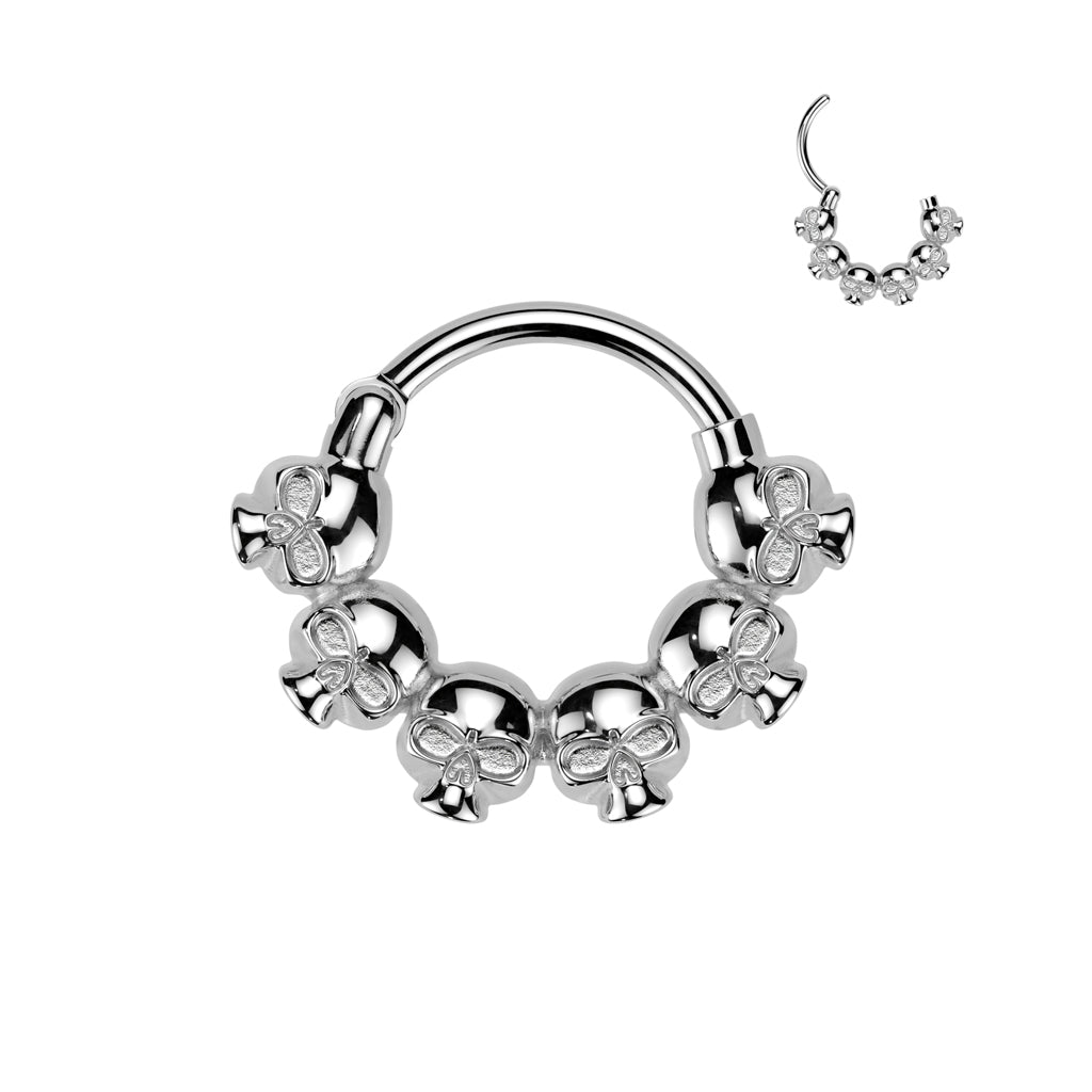 1pc Skull Design Hinged Segment Ring Hoop Helix Daith Septum 316L Surgical Steel
