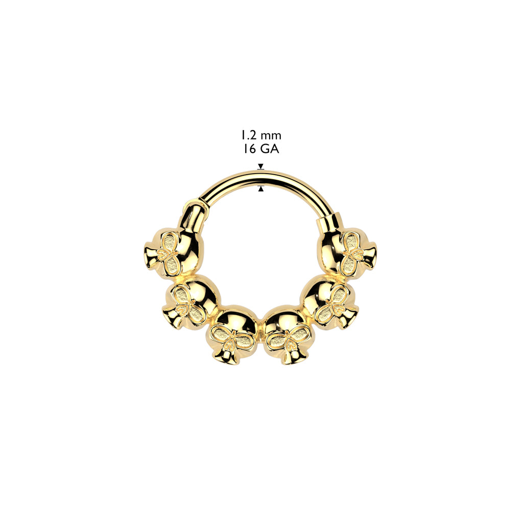 1pc Skull Design Hinged Segment Ring Hoop Helix Daith Septum 316L Surgical Steel