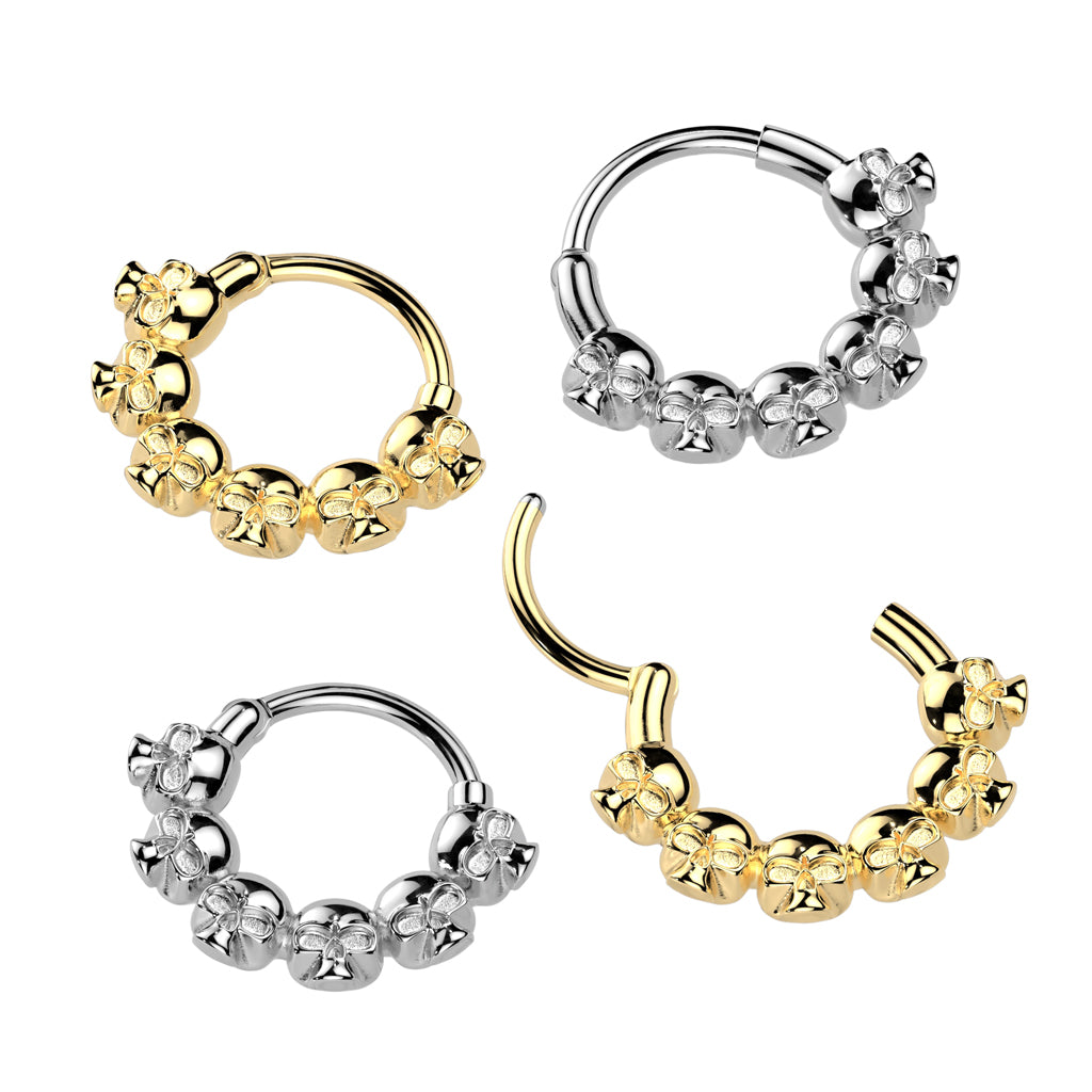 1pc Skull Design Hinged Segment Ring Hoop Helix Daith Septum 316L Surgical Steel