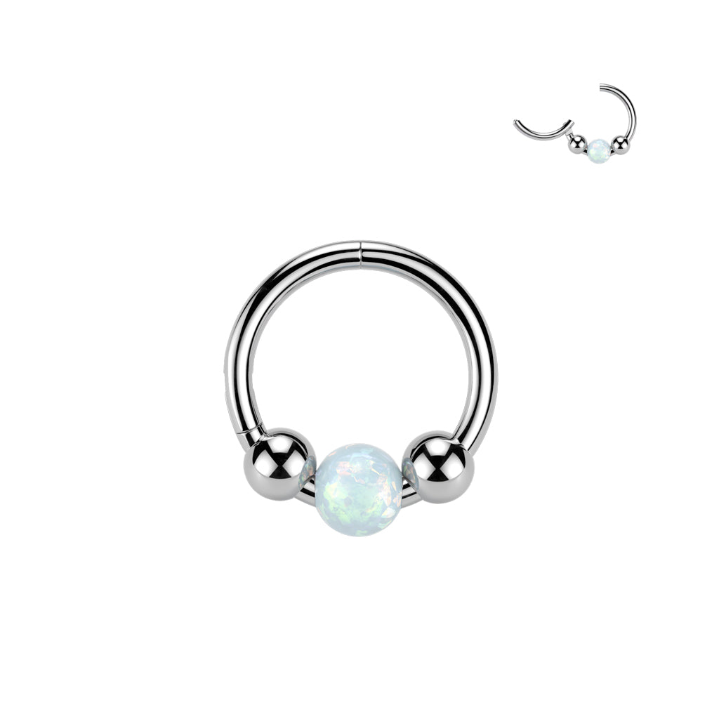 1pc Opal Ball 18g Hinged Segment Ring Helix Septum Clicker Body Jewelry