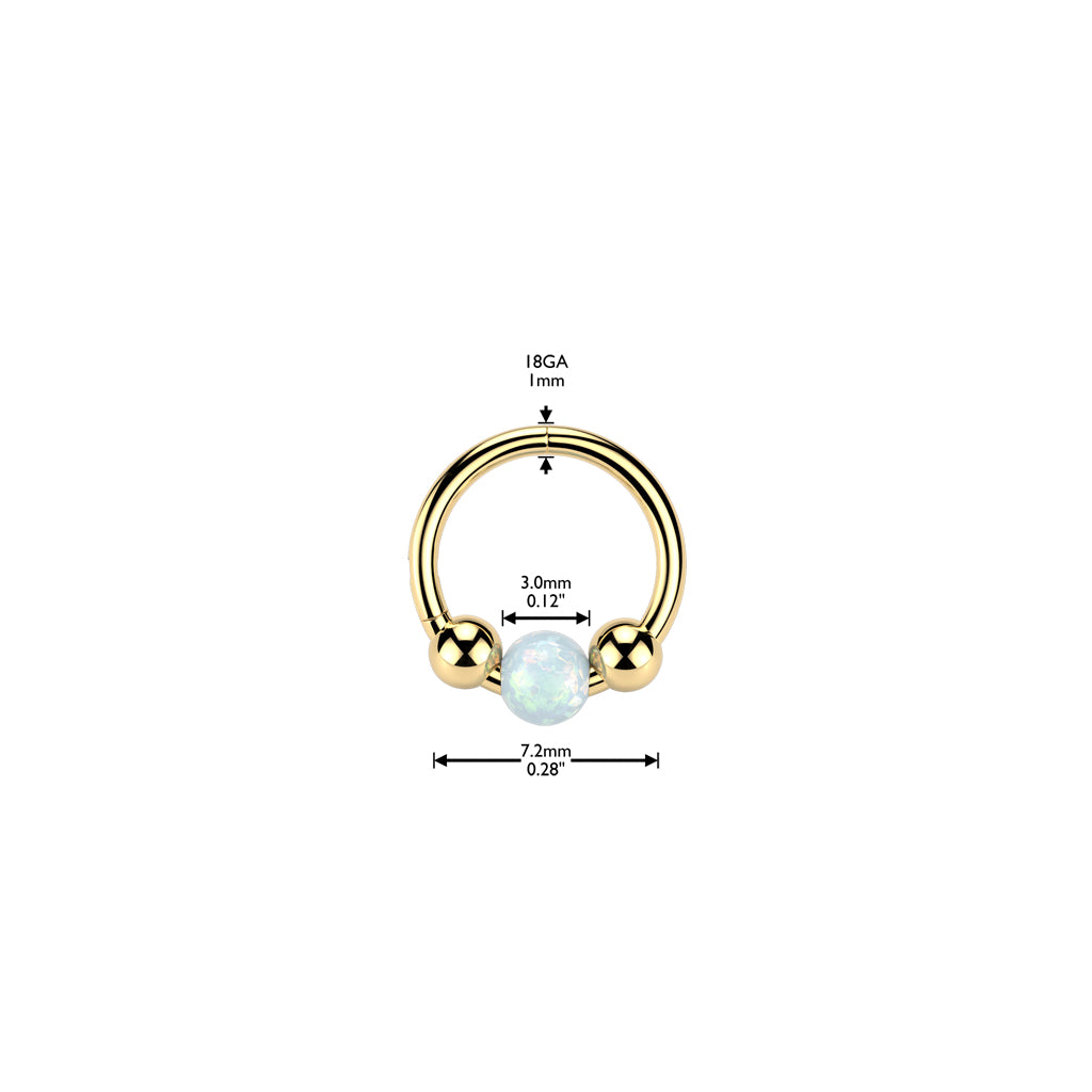 1pc Opal Ball 18g Hinged Segment Ring Helix Septum Clicker Body Jewelry