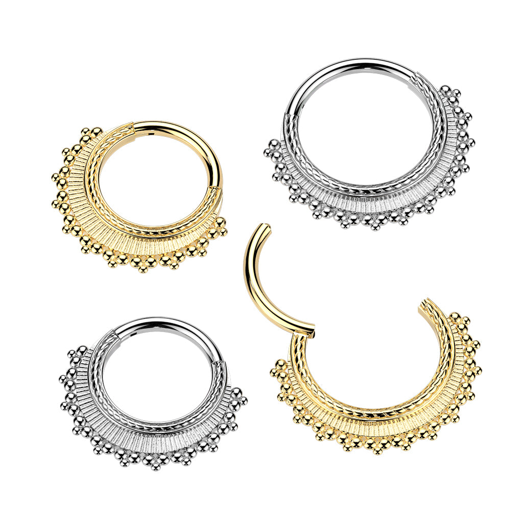 1pc Ball Cluster Wide Fan Hinged Segment Ring Helix Septum Clicker Body Jewelry