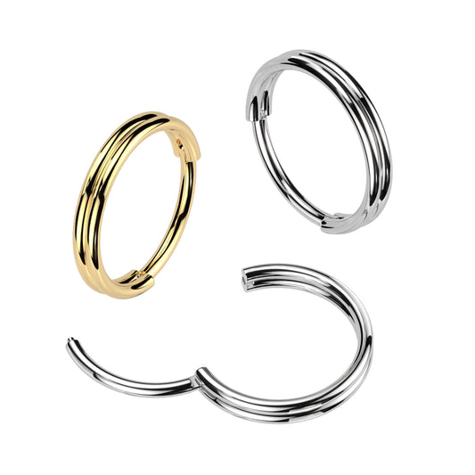 1pc Double Line Hinged Segment Ring Hoop Helix Daith Septum 316L Surgical Steel