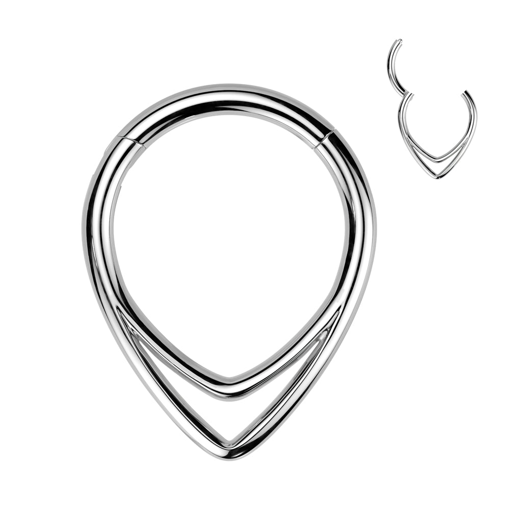 1pc Double Chevron Hinged Segment Ring Hoop Helix Daith Septum Implant Titanium