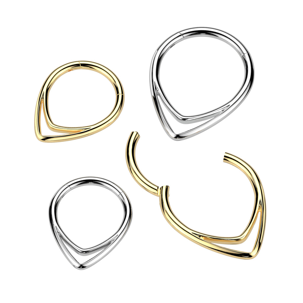 1pc Double Chevron Hinged Segment Ring Hoop Helix Daith Septum Implant Titanium