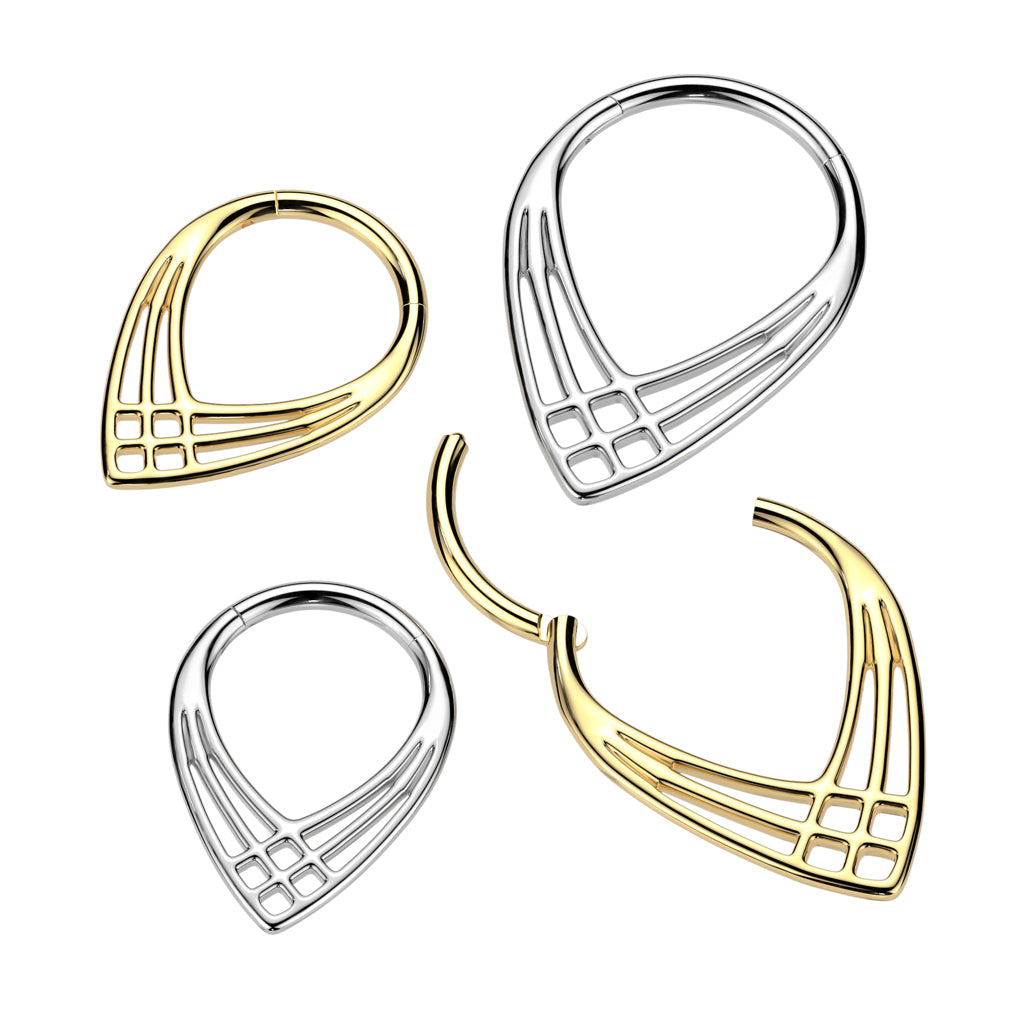 1pc Criss Cross Design Hinged Segment Ring Hoop Helix Daith Septum Implant Titanium