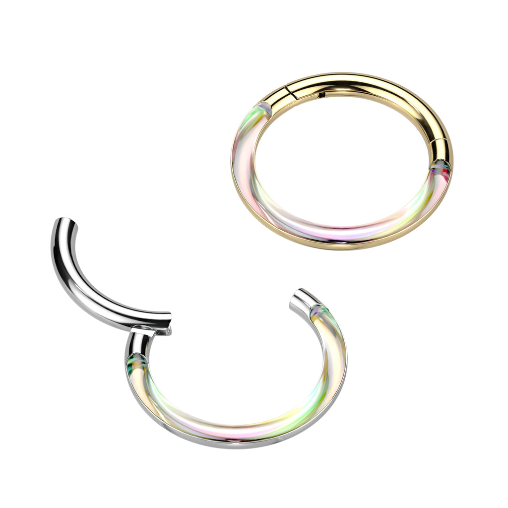 1pc Photochromatic Titanium Hinged Segment Ring Septum Hoop Helix Daith 16g