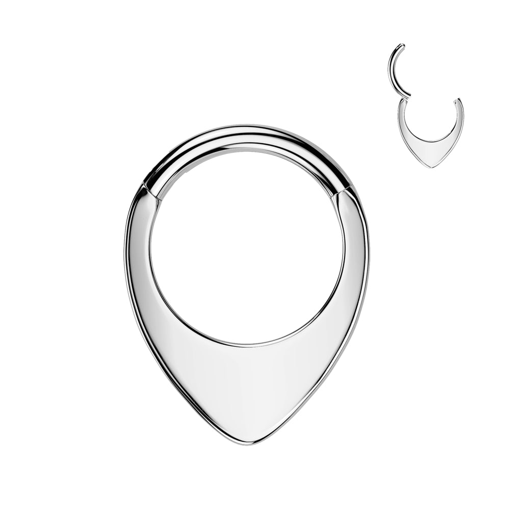 1pc Solid Titanium Flat Teardrop Hinged Segment Ring Septum Tear Drop Clicker