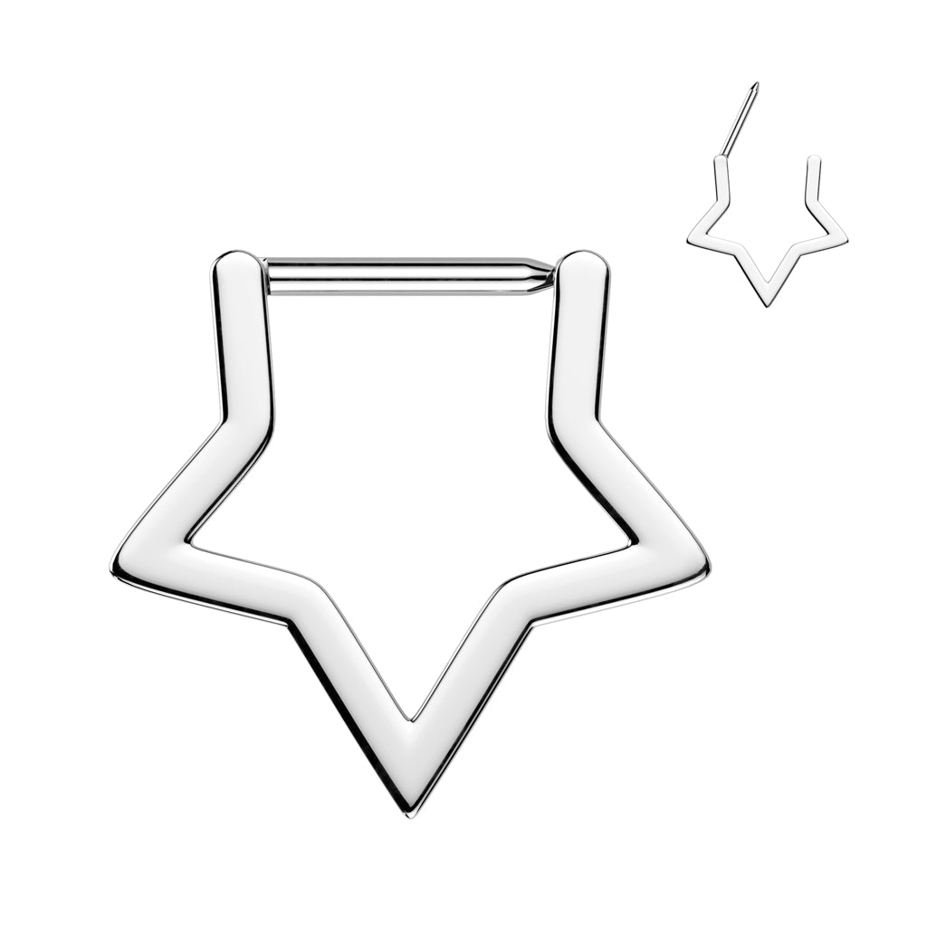 1pc Titanium Star Hinged Segment Ring Hoop Septum Nipple Helix Nose Body Jewelry