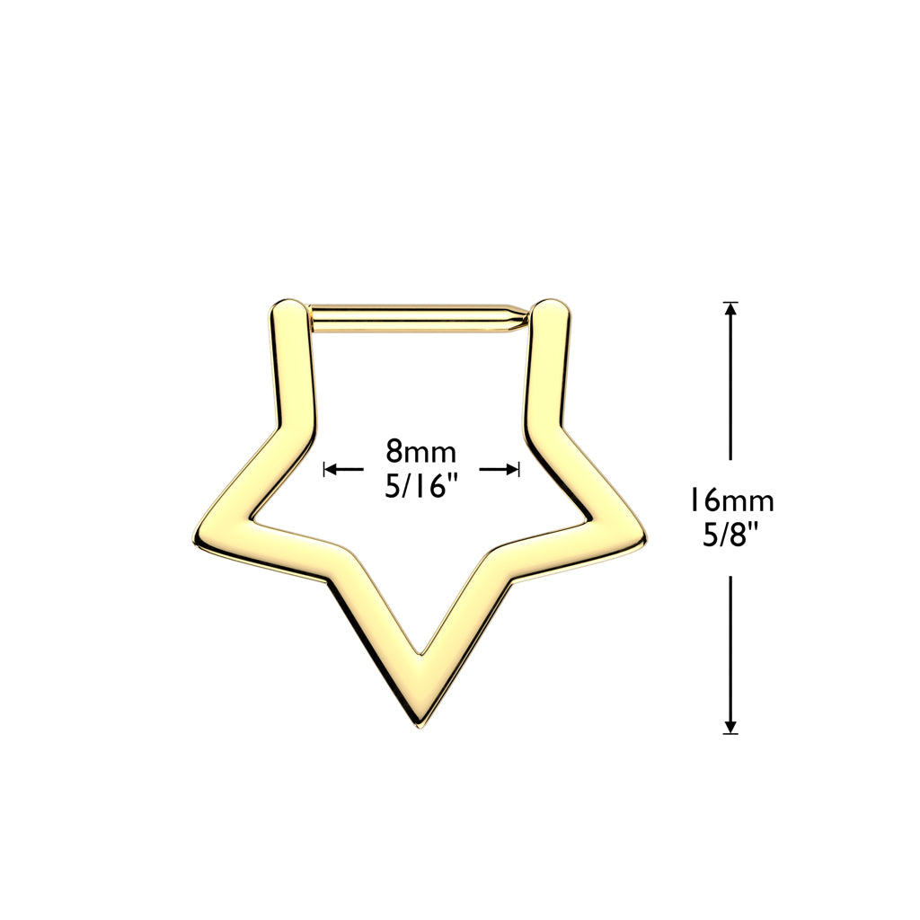 1pc Titanium Star Hinged Segment Ring Hoop Septum Nipple Helix Nose Body Jewelry