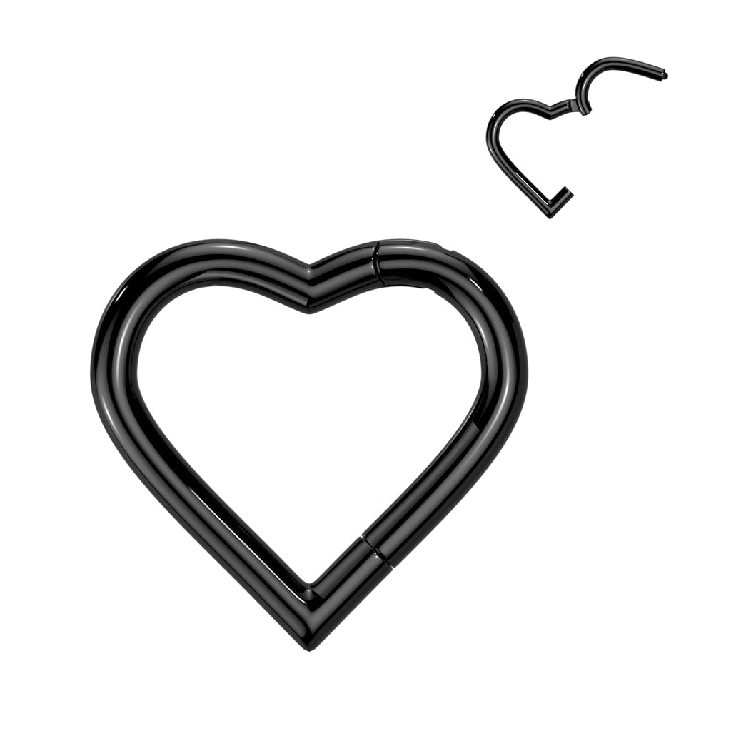 1pc Heart Hinged Segment Ring Hoop Helix Daith Septum 316L Surgical Steel
