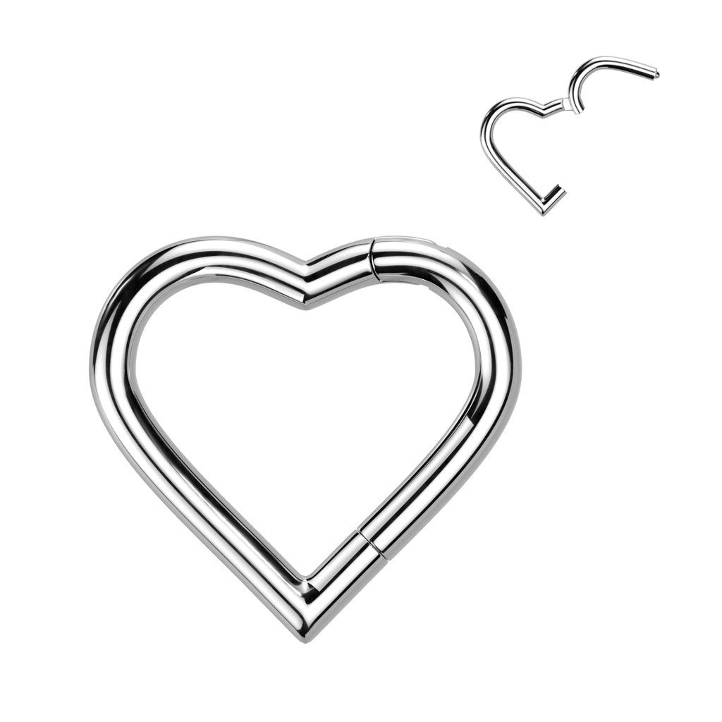 1pc Heart Hinged Segment Ring Hoop Helix Daith Septum 316L Surgical Steel