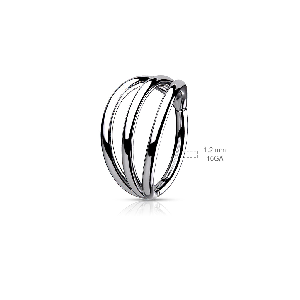 1pc Triple Hoop Hinged Segment Ring Solid Titanium